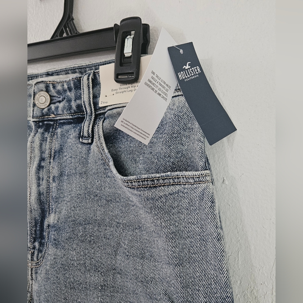 Hollister Straight Leg Opening Baggy Women Jeans Size 26 2r Dad Ultra High Rise - Picture 4 of 14